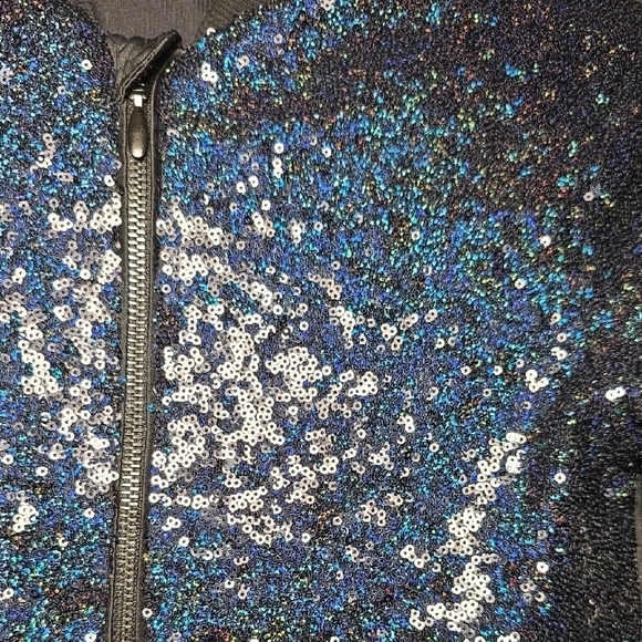 3 Pommes Shimmering Midnight Blue Girls Bomber Jacket - Picture 2 of 7